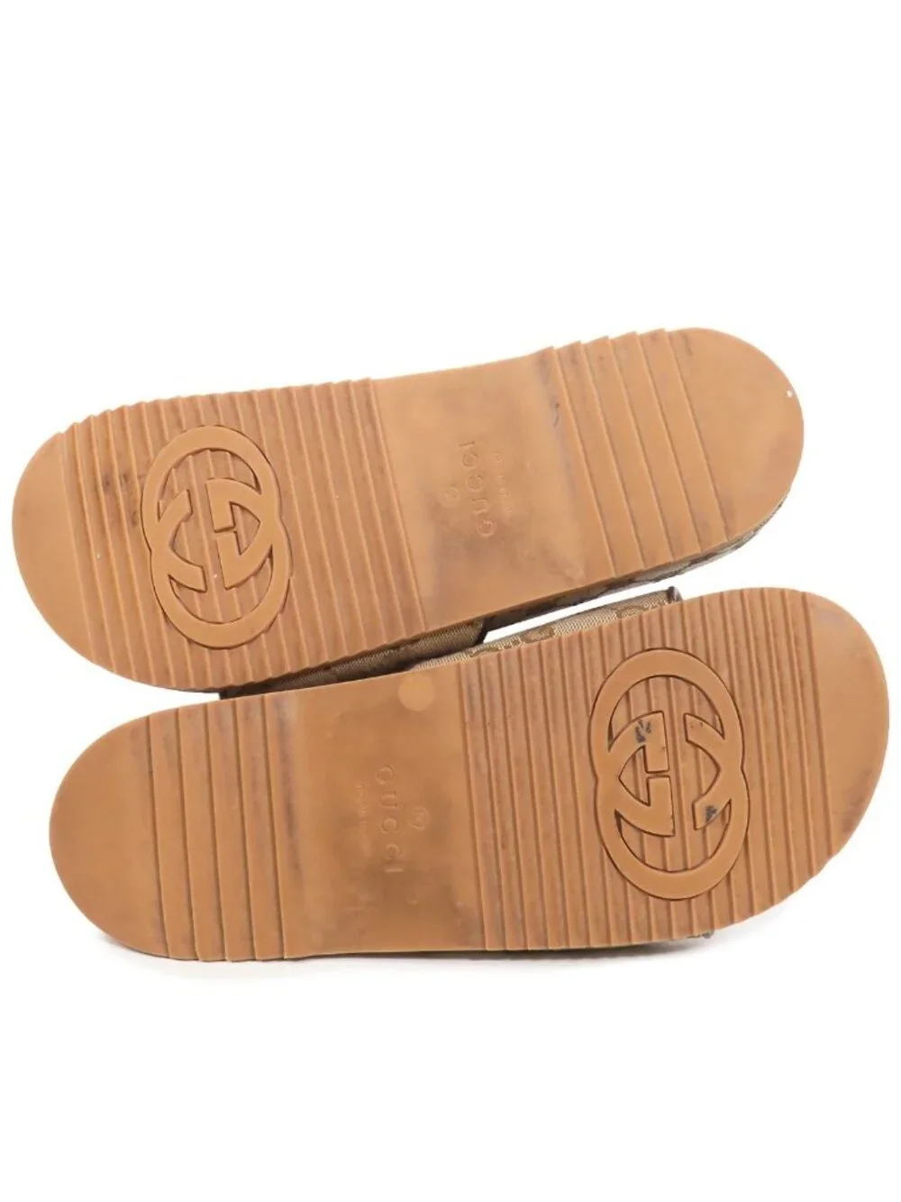 Gucci Sandals Beige GG Canvas Slide Shoes 8